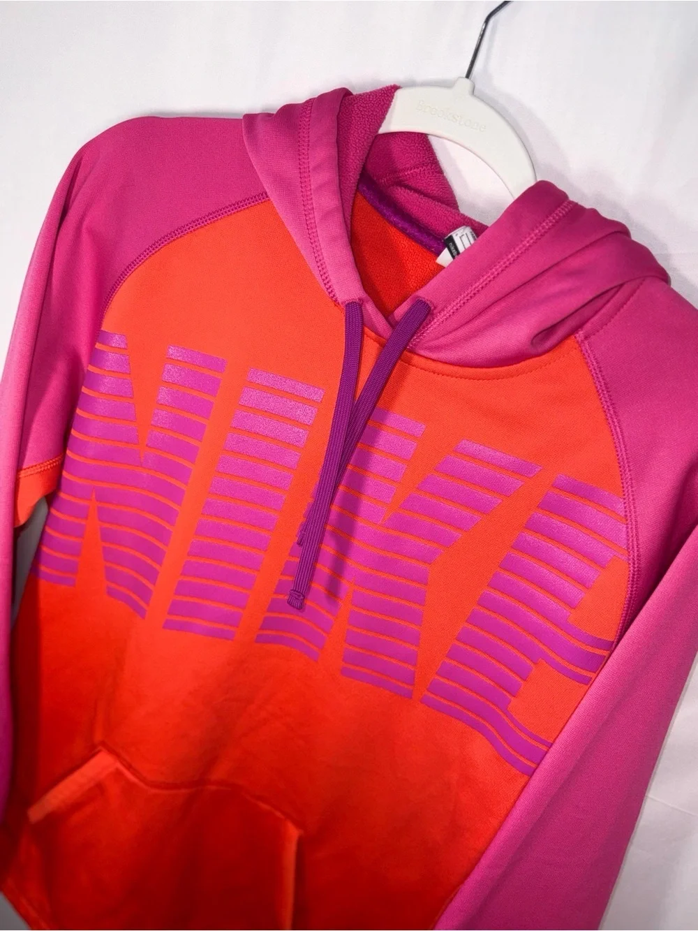 Nike Therma-Fit Women Orange & Pink Logo Pullover Hoodie Size Large